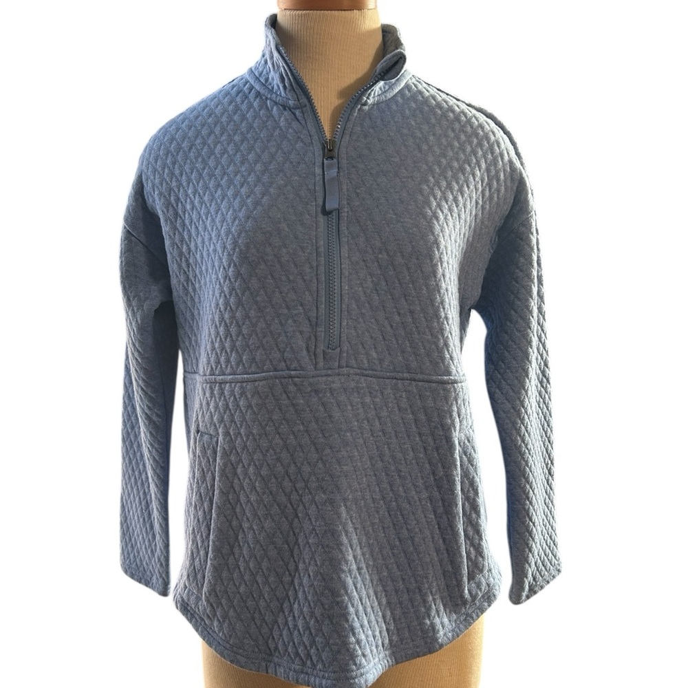 Eddie Bauer Quilted Half-Zip in Blue - Picture 4 of 12